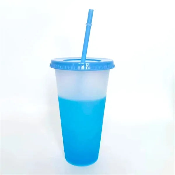24Oz Color Changing Cups with Lids and Straws
