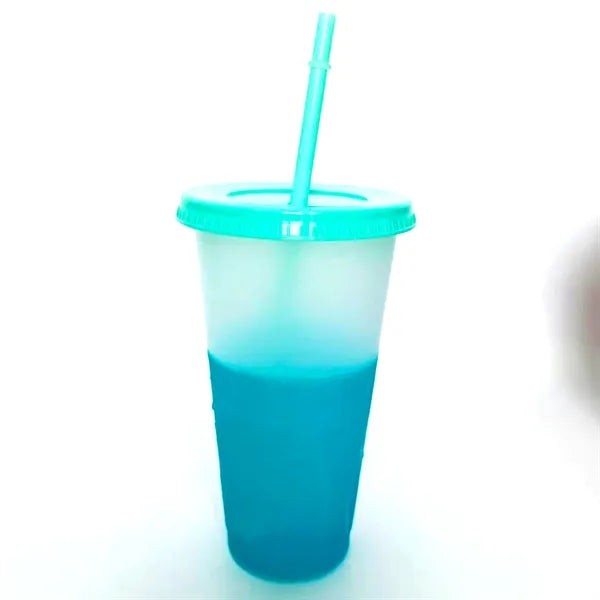 24Oz Color Changing Cups with Lids and Straws