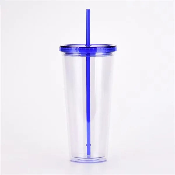 24Oz Double Wall Tumbler Cup With Lid and Straw