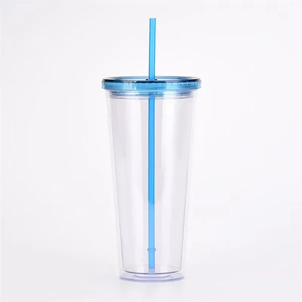 24Oz Double Wall Tumbler Cup With Lid and Straw