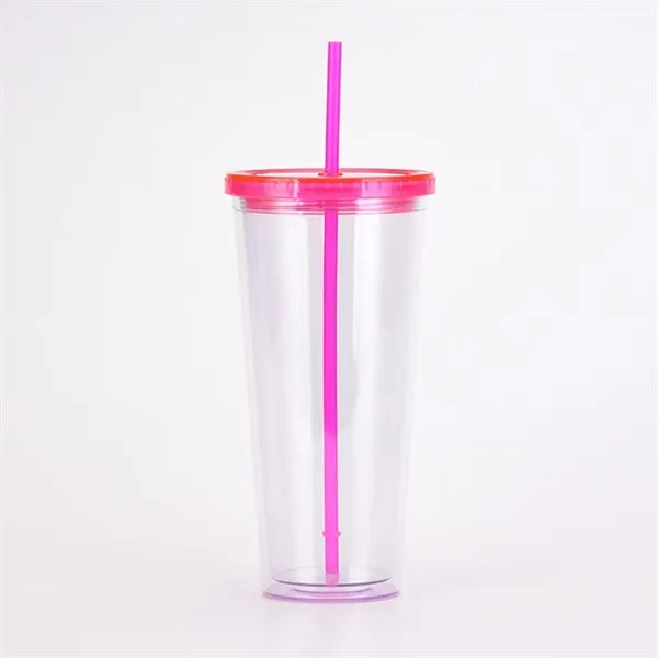 24Oz Double Wall Tumbler Cup With Lid and Straw