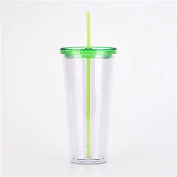 24Oz Double Wall Tumbler Cup With Lid and Straw