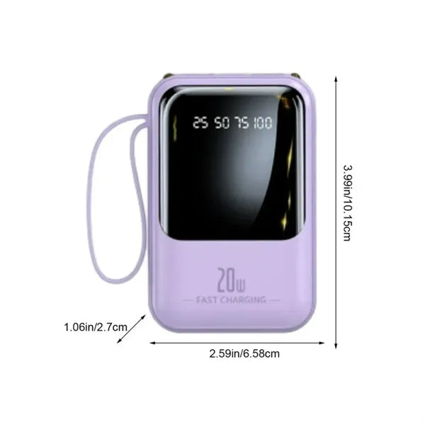 Portable Power Bank With Multiple Charging Cables & Lanyard