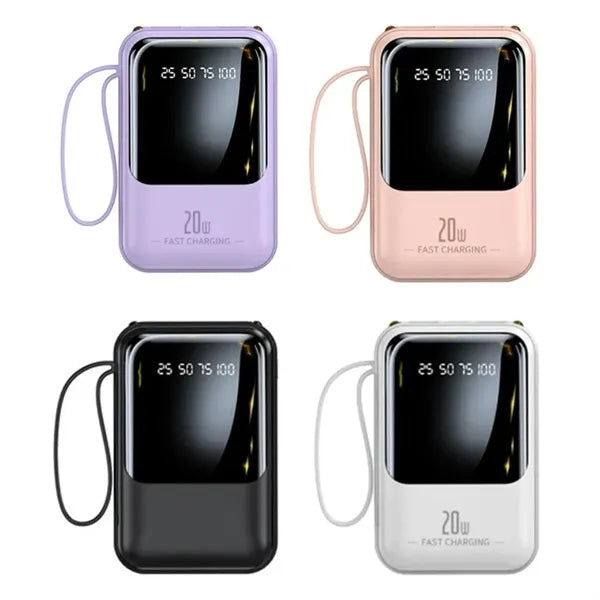 Portable Power Bank With Multiple Charging Cables & Lanyard