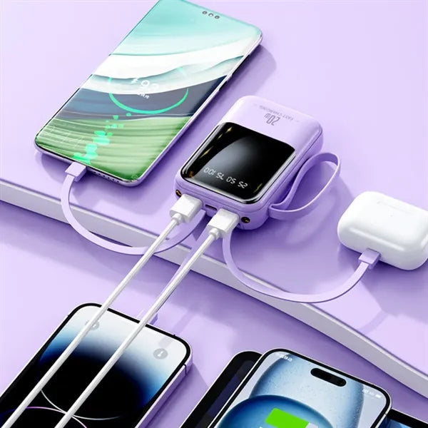 Portable Power Bank With Multiple Charging Cables & Lanyard