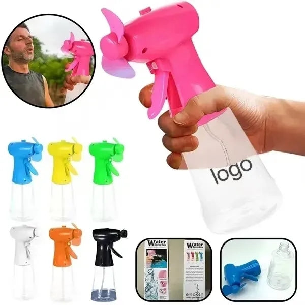 Portable Cooling Battery Fan Spray Bottle - Vibrant Color