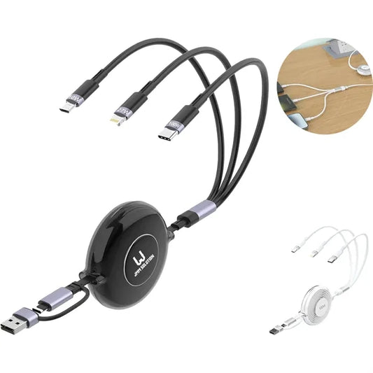 3 in 1 Retractable Charger Cable for Travel Office