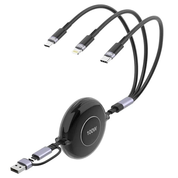 3 in 1 Retractable Charger Cable for Travel Office