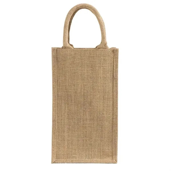 Crest Jute Double Wine Tote Bag