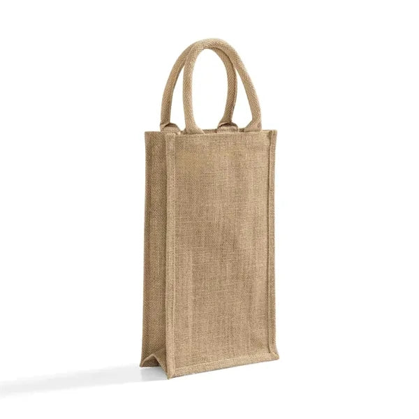 Crest Jute Double Wine Tote Bag