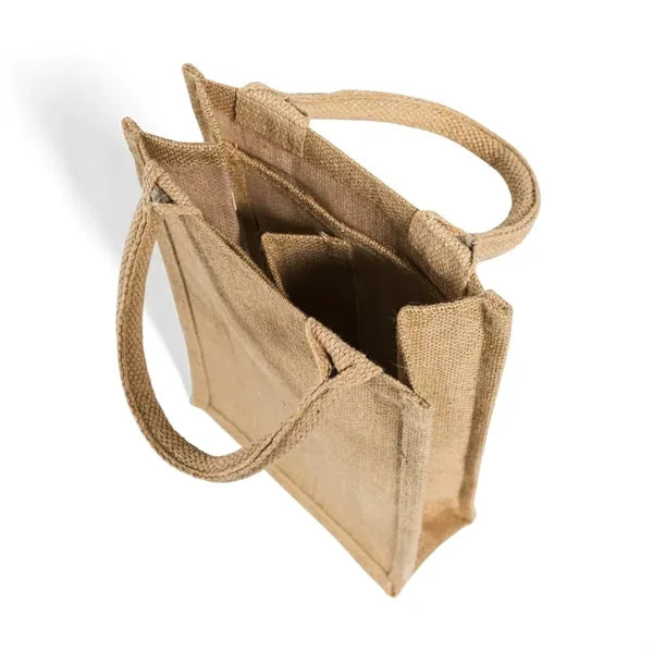 Crest Jute Double Wine Tote Bag