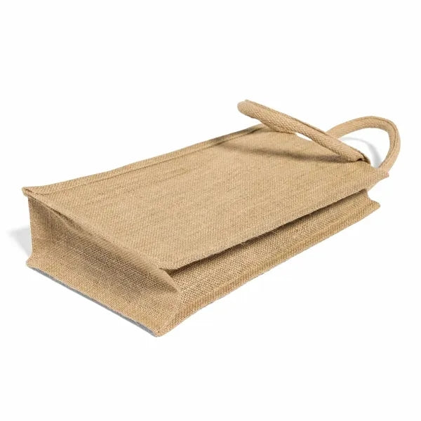 Crest Jute Double Wine Tote Bag