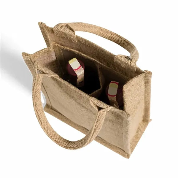 Crest Jute Double Wine Tote Bag