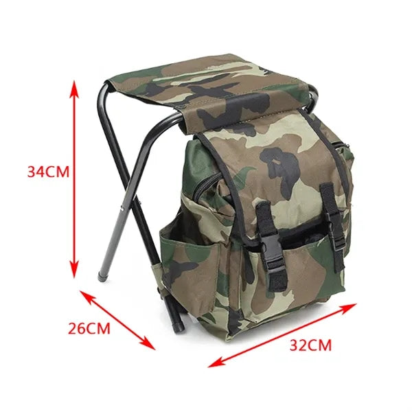 Camouflage Backpack with Built In Folding Stool