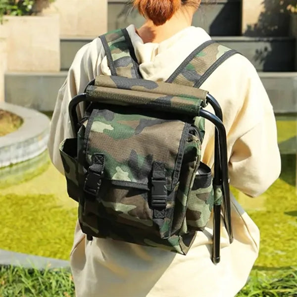 Camouflage Backpack with Built In Folding Stool