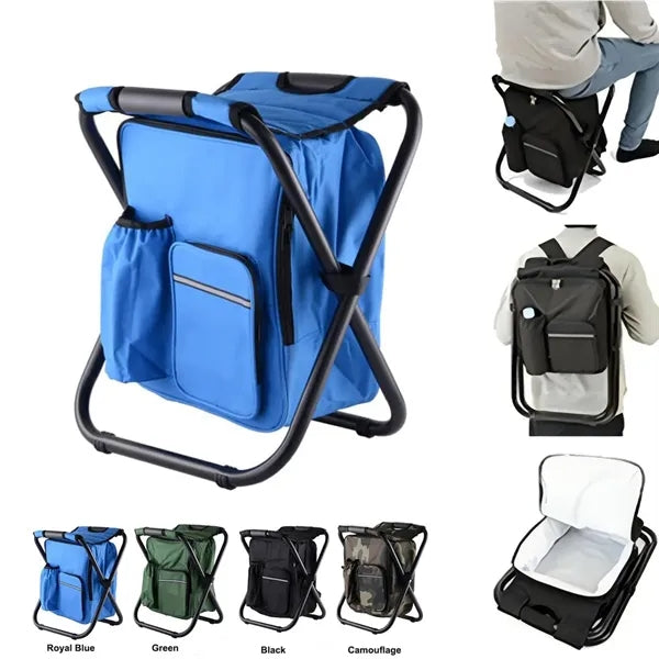 Outdoor Foldable Stool Chair with Cooler Bag 2 in 1