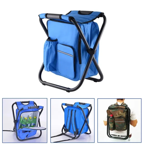 Outdoor Foldable Stool Chair with Cooler Bag 2 in 1