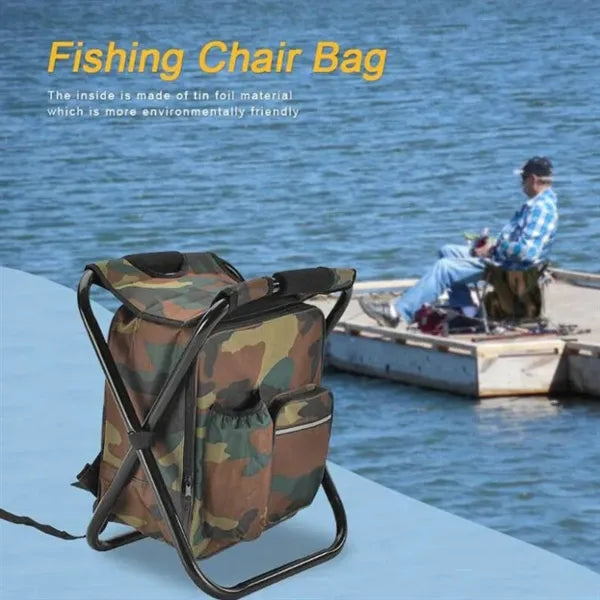 Outdoor Foldable Stool Chair with Cooler Bag 2 in 1