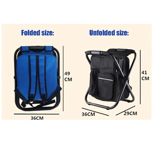 Outdoor Foldable Stool Chair with Cooler Bag 2 in 1