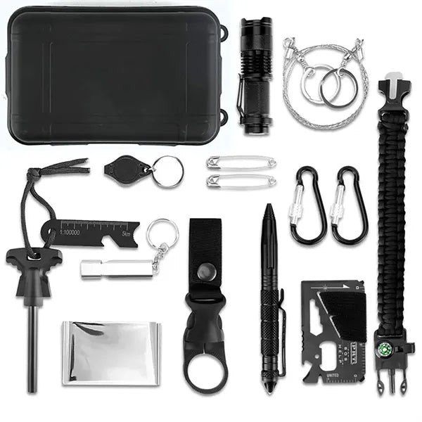 Emergency Survival Gear Kit W/ 12 Tools in Hard Case