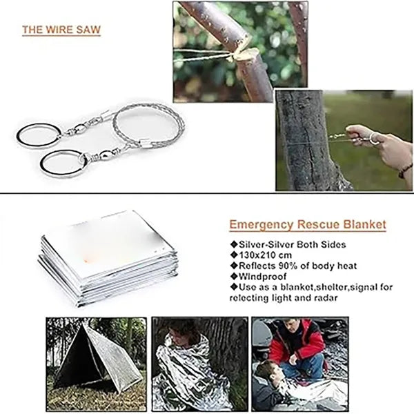 Emergency Survival Gear Kit W/ 12 Tools in Hard Case