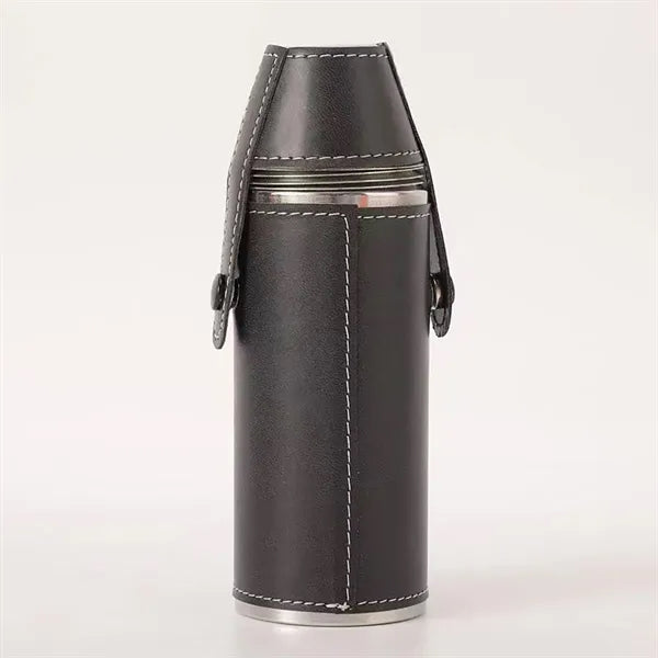 8Oz Leather Wrapped Stainless Steel Vacuum Flask