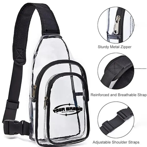 Clear Sling Bag W/ Adjustable Strap and Zipper Pockets