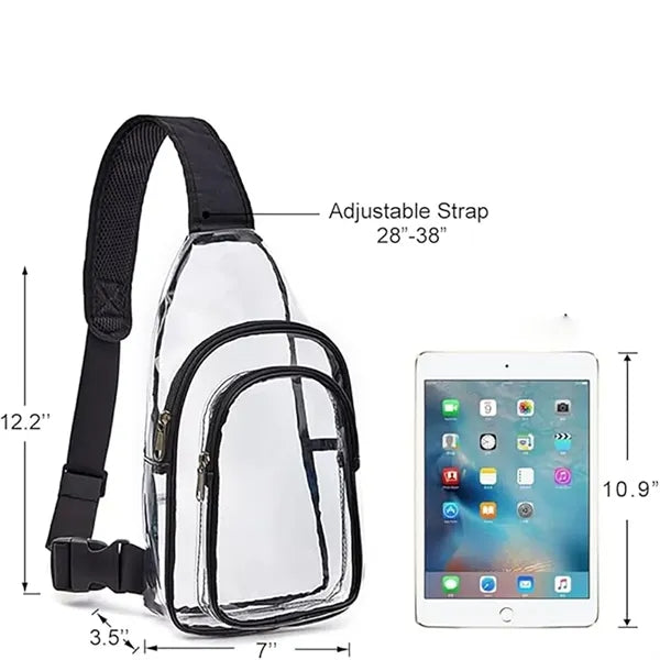 Clear Sling Bag W/ Adjustable Strap and Zipper Pockets