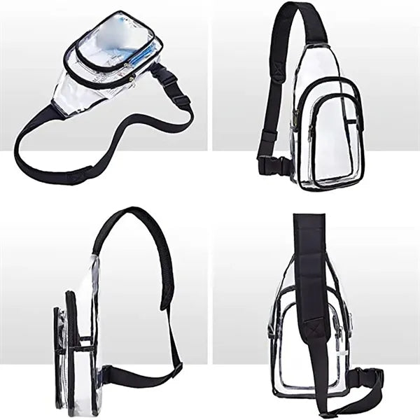 Clear Sling Bag W/ Adjustable Strap and Zipper Pockets