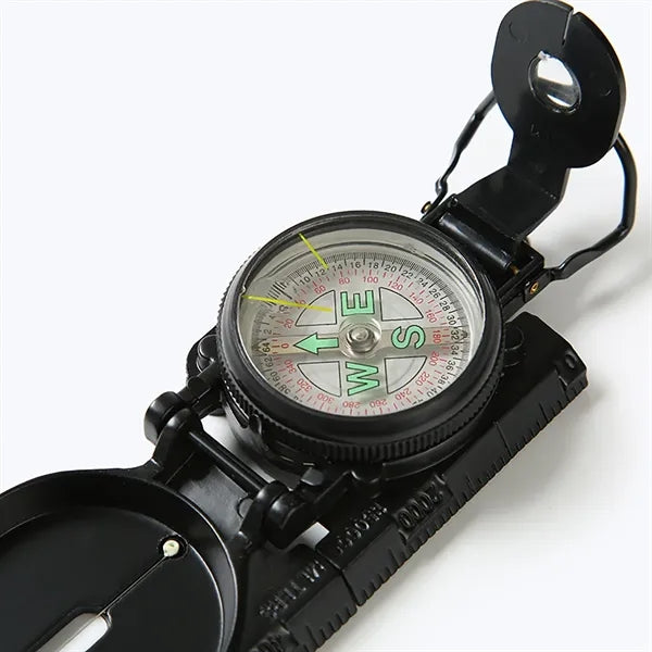 Folding Military Compass W/ Sighting Lens and Cover
