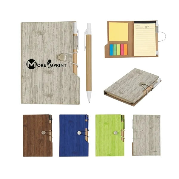 Woodgrain Look Notebook With Sticky Notes And Flags