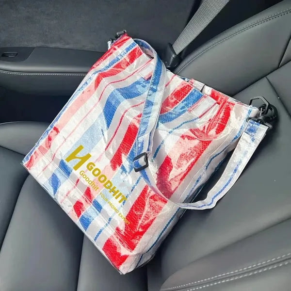 PVC Woven Waterproof Shopping Bag Handbag Shoulderbag
