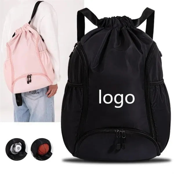 Sports Gym Bag Drawstring Backpack with Two Water Bottle