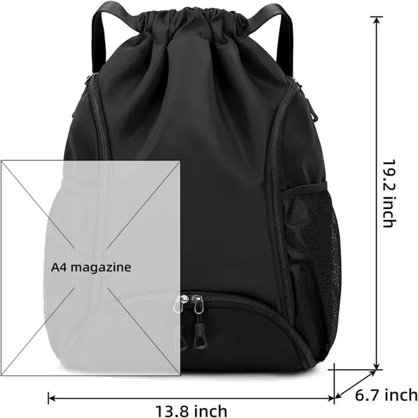 Sports Gym Bag Drawstring Backpack with Two Water Bottle