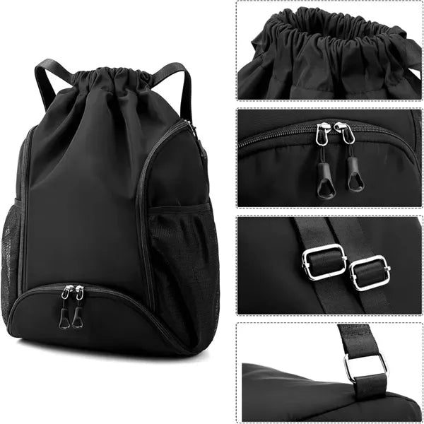 Sports Gym Bag Drawstring Backpack with Two Water Bottle