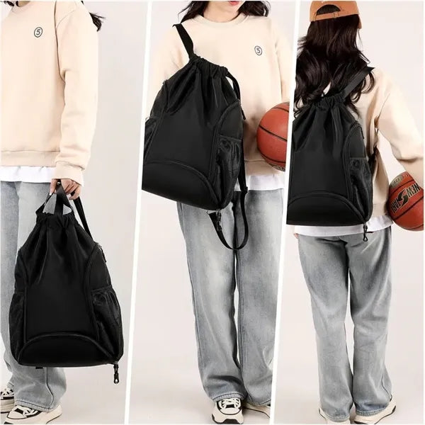 Sports Gym Bag Drawstring Backpack with Two Water Bottle