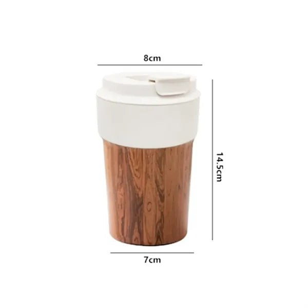 Wood Grain Stainless Steel Insulated Travel Mug