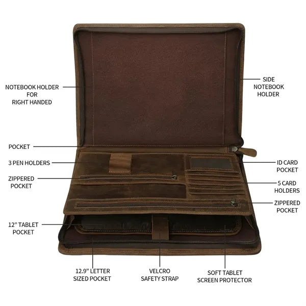 Vegan Leather Portfolio Organizer Padfolio Folder Binder