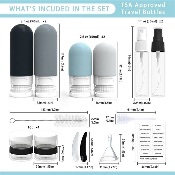17 pack Travel Bottles Set