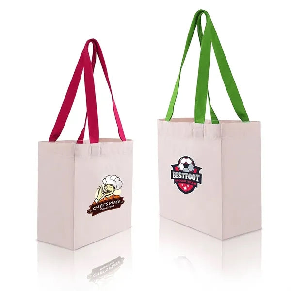 Cotton Colored Handle Tote Bag with Gusset
