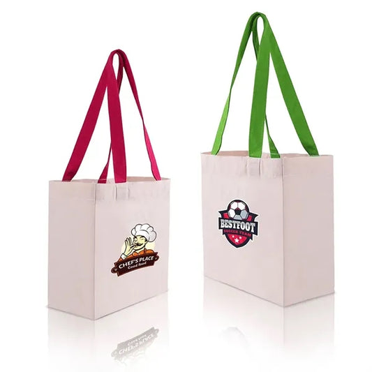 Cotton Colored Handle Tote Bag with Gusset