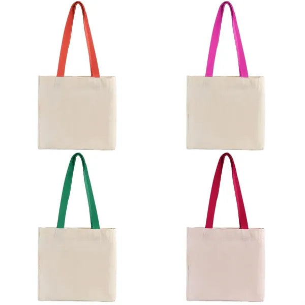 Cotton Colored Handle Tote Bag with Gusset