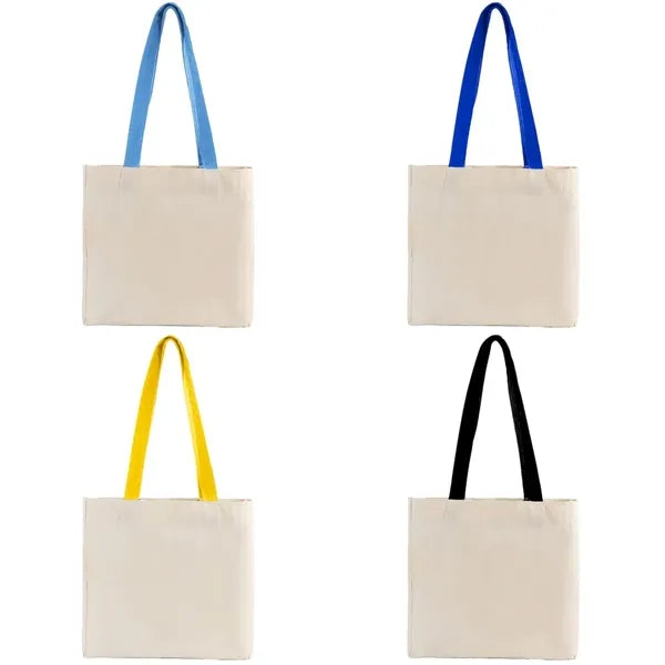 Cotton Colored Handle Tote Bag with Gusset