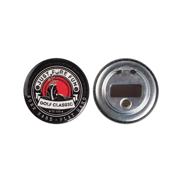 Round Celluloid Button Bottle Opener With Magnet