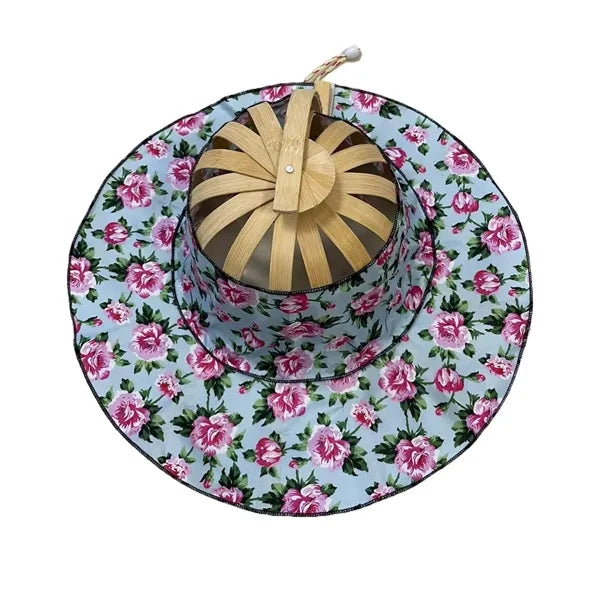 2 in 1 Portable Foldable Bamboo Fan Hat for Summer