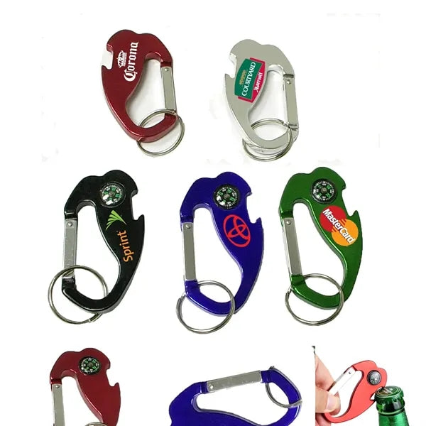 4-In-1 Jumbo Size Carabiner/Bottle Opener/Key Chain/Compass