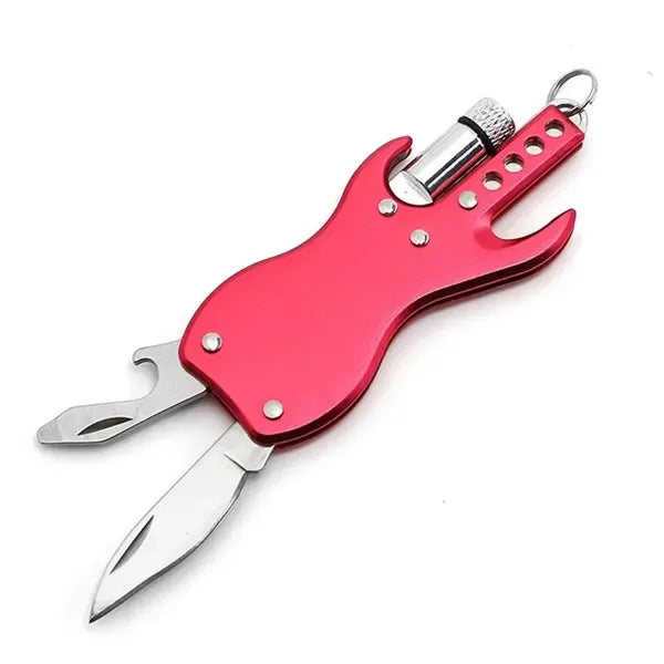 3-in-1 Mini Guitar-Shaped Multitool w/Keychain Knife