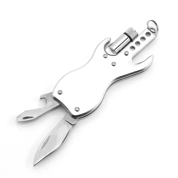3-in-1 Mini Guitar-Shaped Multitool w/Keychain Knife