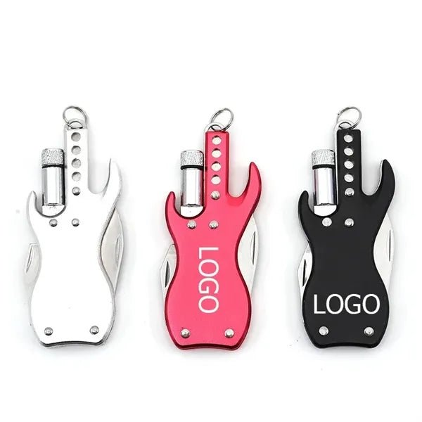 3-in-1 Mini Guitar-Shaped Multitool w/Keychain Knife