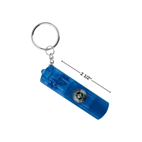 Mini Portable LED Key Light 4 in 1 Whistle Compass